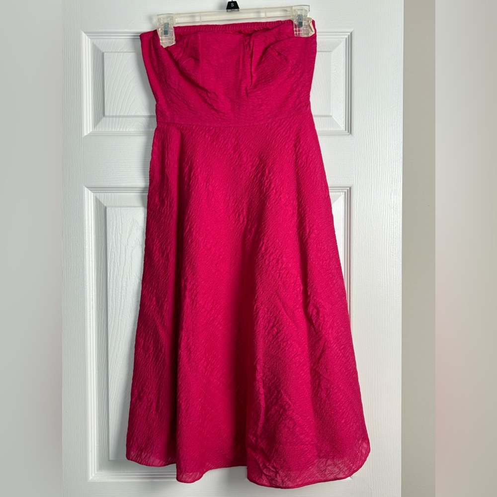 J Crew fuchsia, strapless, sun dress.
